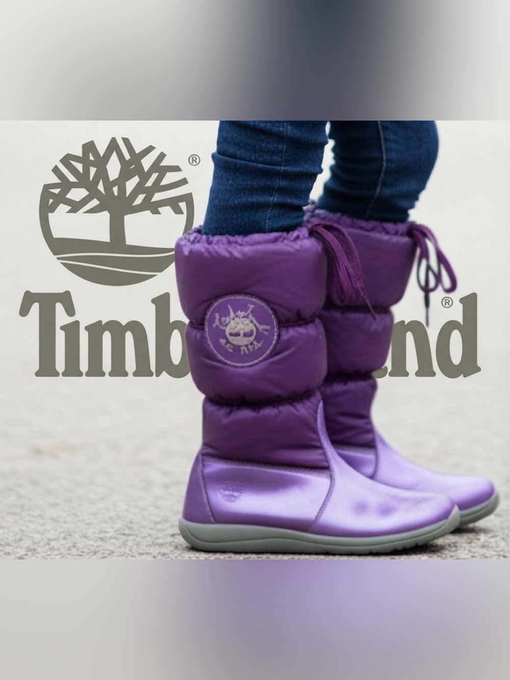 Authentic Timberland purple leather waterproof winter rain boots sz 5.5 big girl